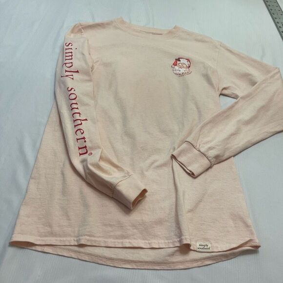 Simply Southern Peach Christmas Long Sleeve T-Shirt Size Small - Picture 2 of 8